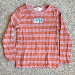 H&M Coral and Pink Striped 'Little Sister' Long Sleeve Tee